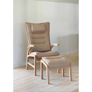 Farstrup Cantate 6010 Lænestol - Stel Eg hvidolie / Læder Ultra Grey 83